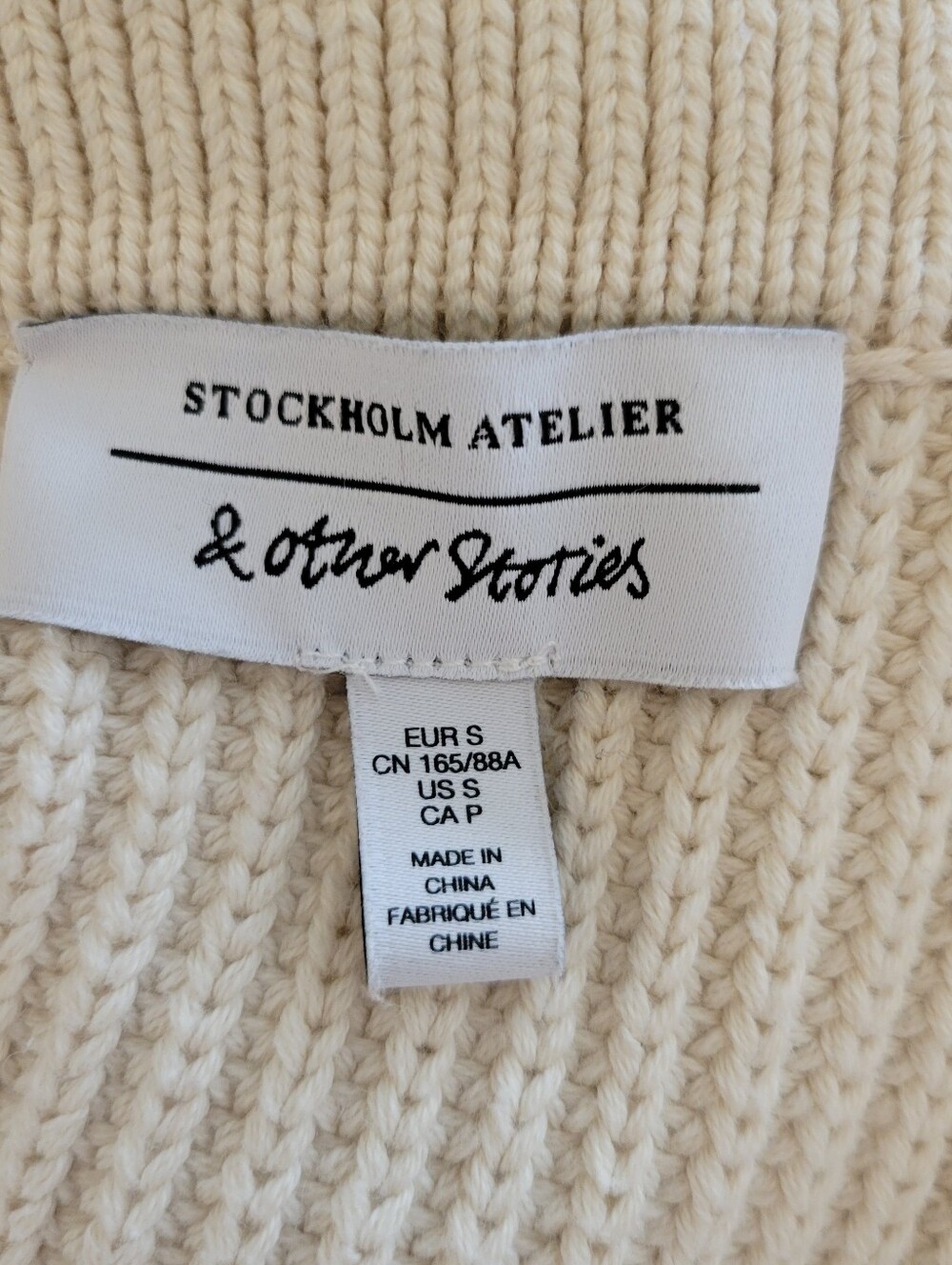 & Other Stories Cream Cable Knit Oversized Cotton Sweater Size Small - Picture 5 of 5
